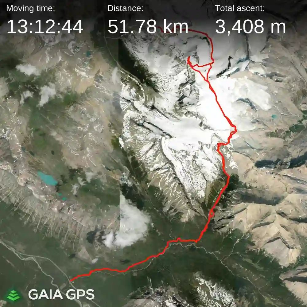 Route map for Mount Alberta involving 31.14km of distance and 2799m of elevation gain.