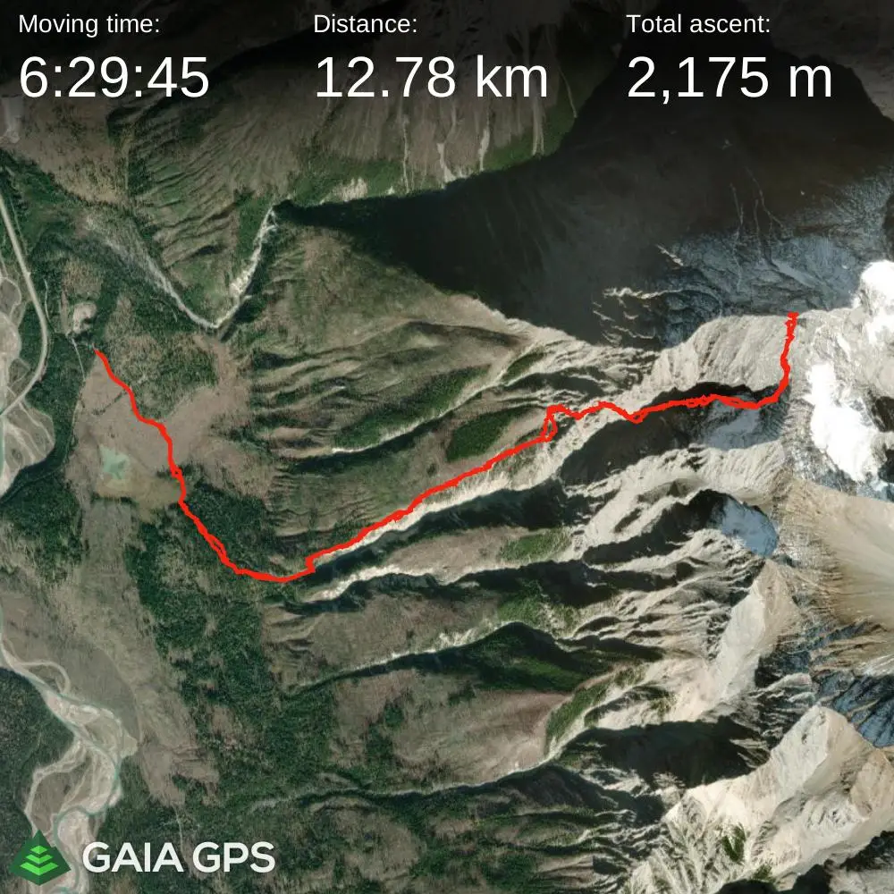 GPS satellite map of the Chancellor Peak route involving 12.78 kilometers of distance and 2175 meters of elevation gain.