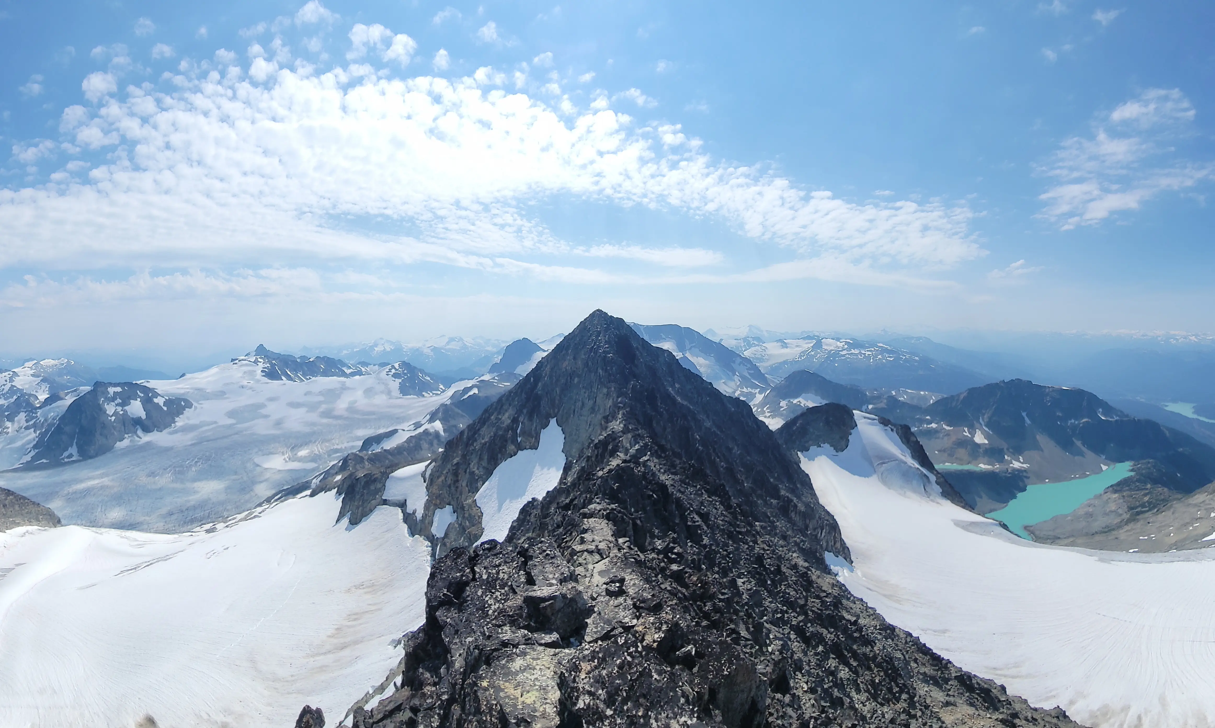 The ridge along the Armchair Traverse to reach the summit of Mount Weart with impressive glacier in all directions.