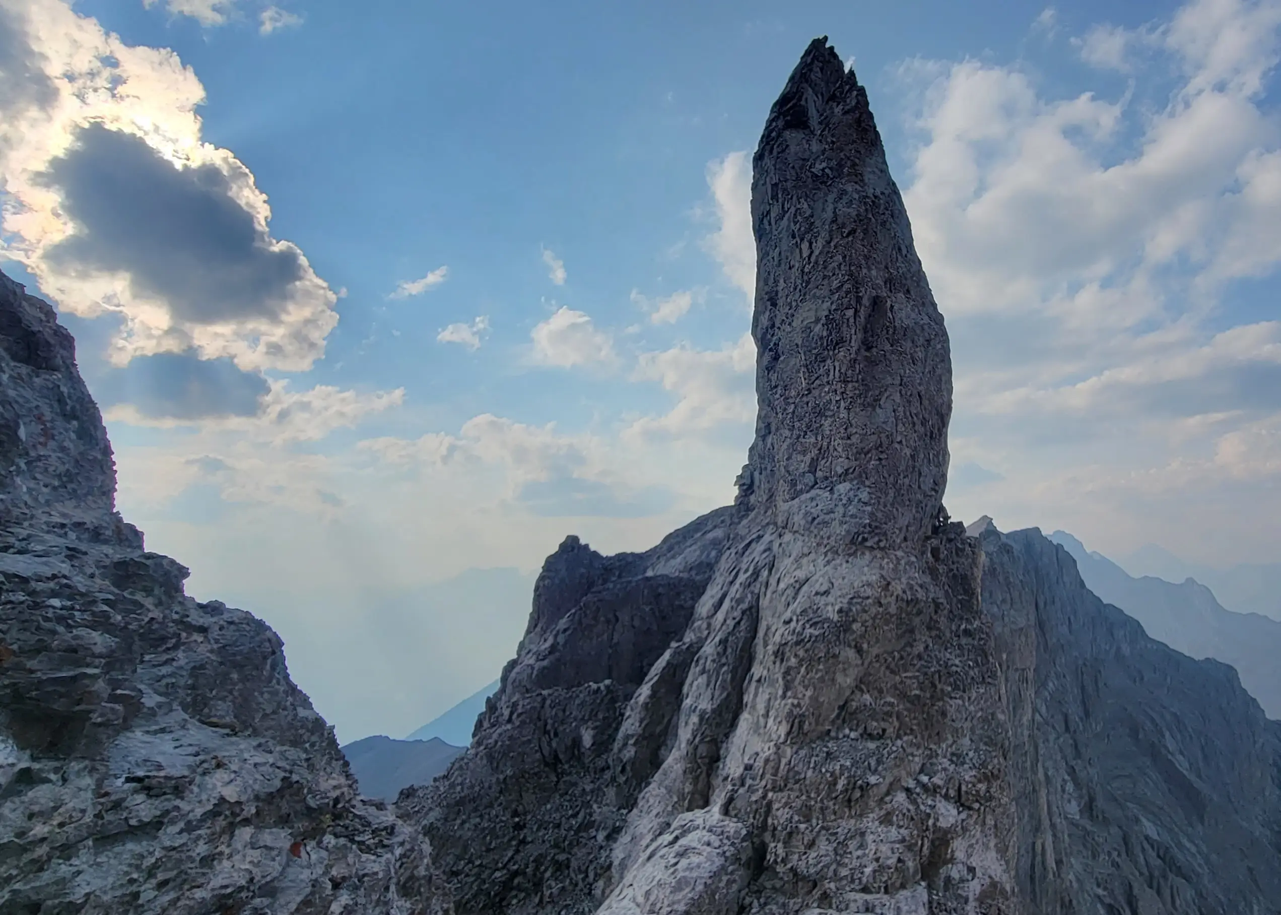 An impressive pinnacle along the ridge between Mount Charles Stewart and Princess Margaret Mountain.