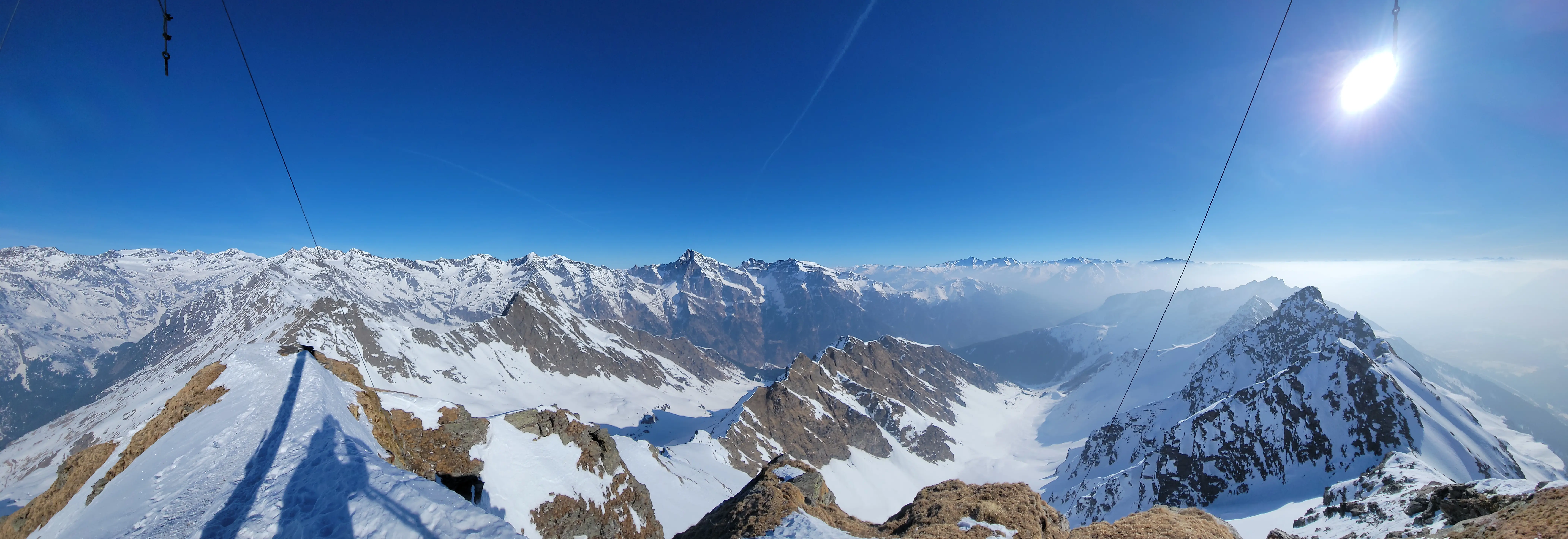 Views north from the summit of Wetterspitze after a winter ascend of this Italian peak.