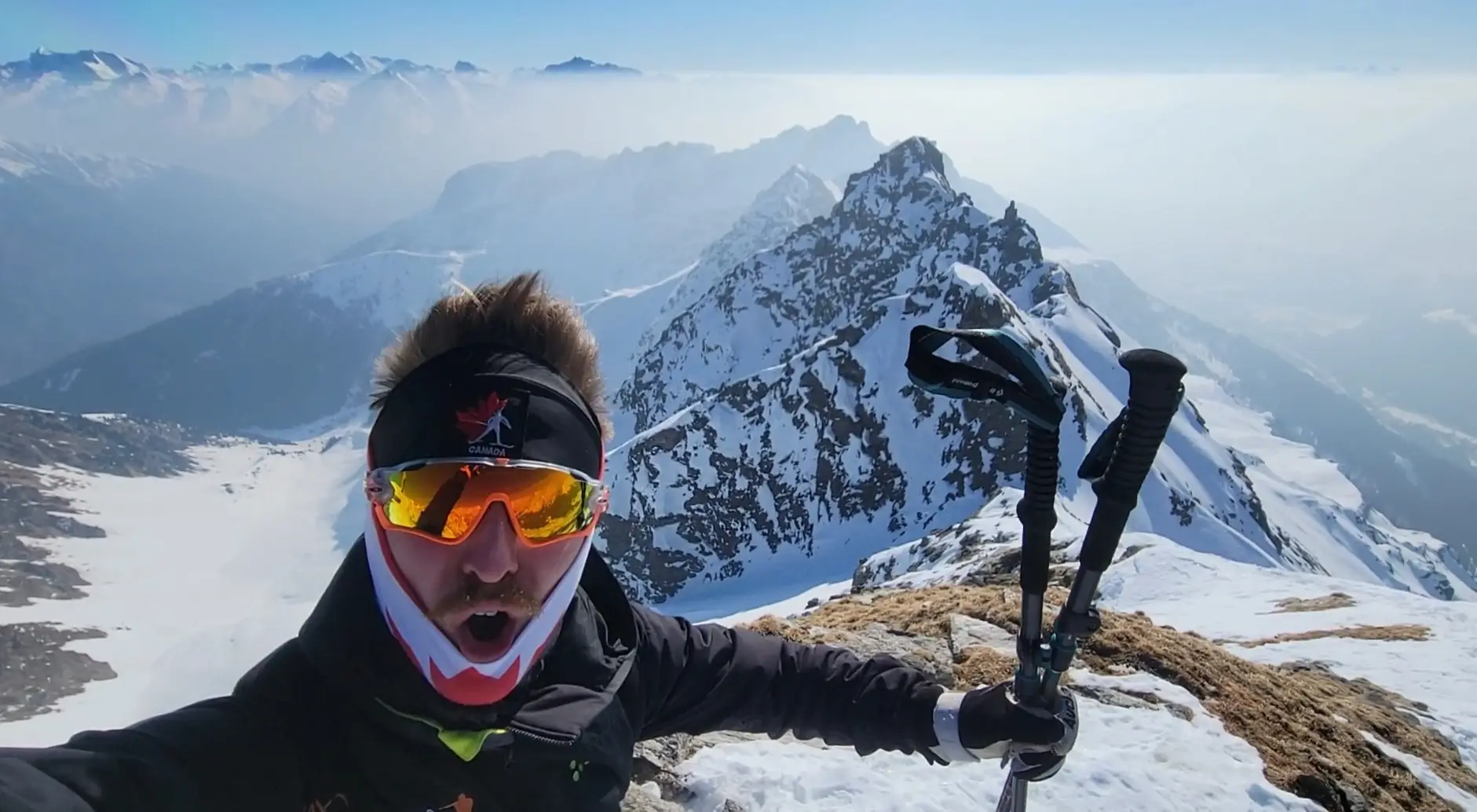 Summit views from the top of Wetterspitze or Cima del Tempo with a cloud inversion and spectacular conditions.