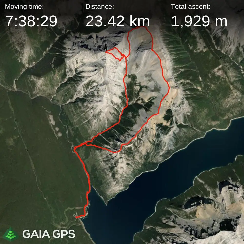 GPS Satellite map of the Astley Traverse route involving 23.42 kilometers in distance and 1929 meters in elevation gain.